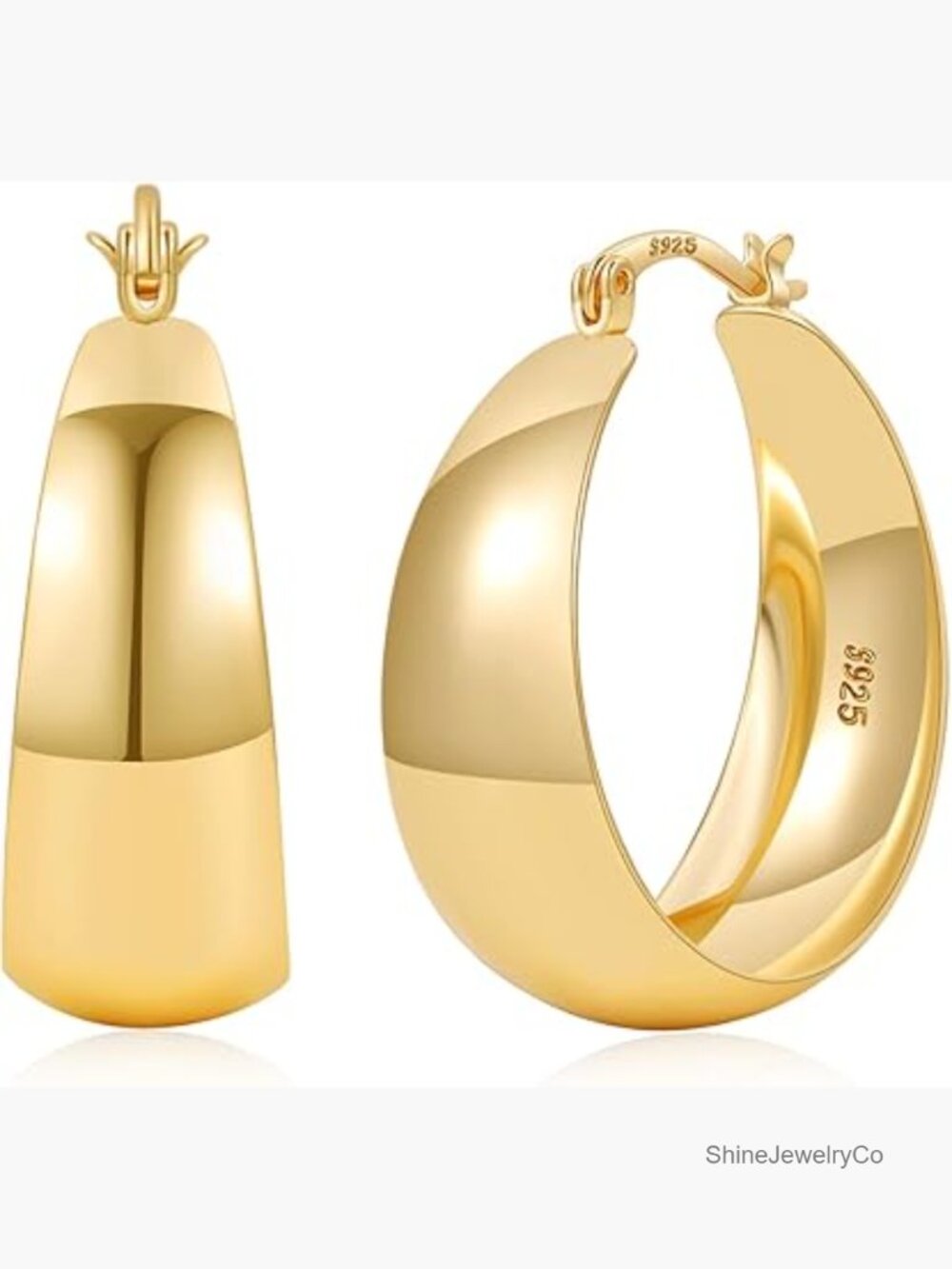 Gold Hoop Earrings Sterling Silver Post Hypoallergenic Lightweight Large